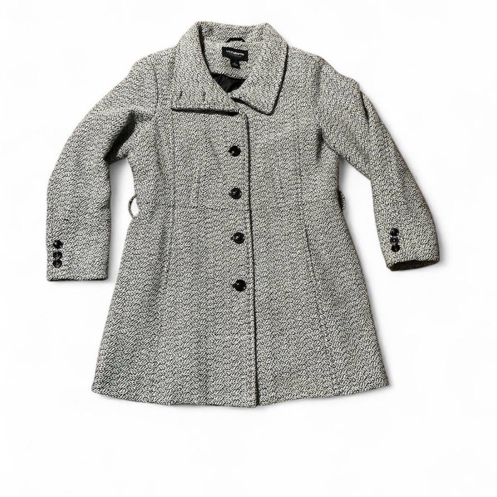 Liz Claiborne Black and White Textured Pea Coat